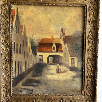 Refined Cityscape Oil Painting "Village Street" Original Artwork Holland Art Shop