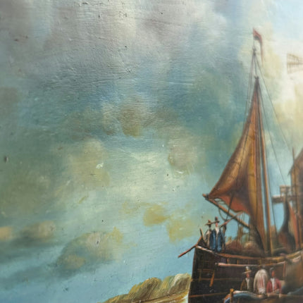 Authentic Harbor Scene Oil Painting "Sailing Boat" Timeless Small Art Holland Art Shop