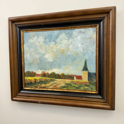 Refined Landscape Oil Painting "Church Steeple" Traditional Large Artwork Holland Art Shop