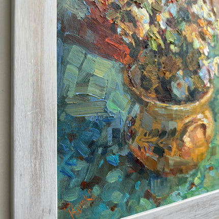 Rustic Floral Still Life Oil Painting "Flower Vase" Vintage Small Art Holland Art Shop