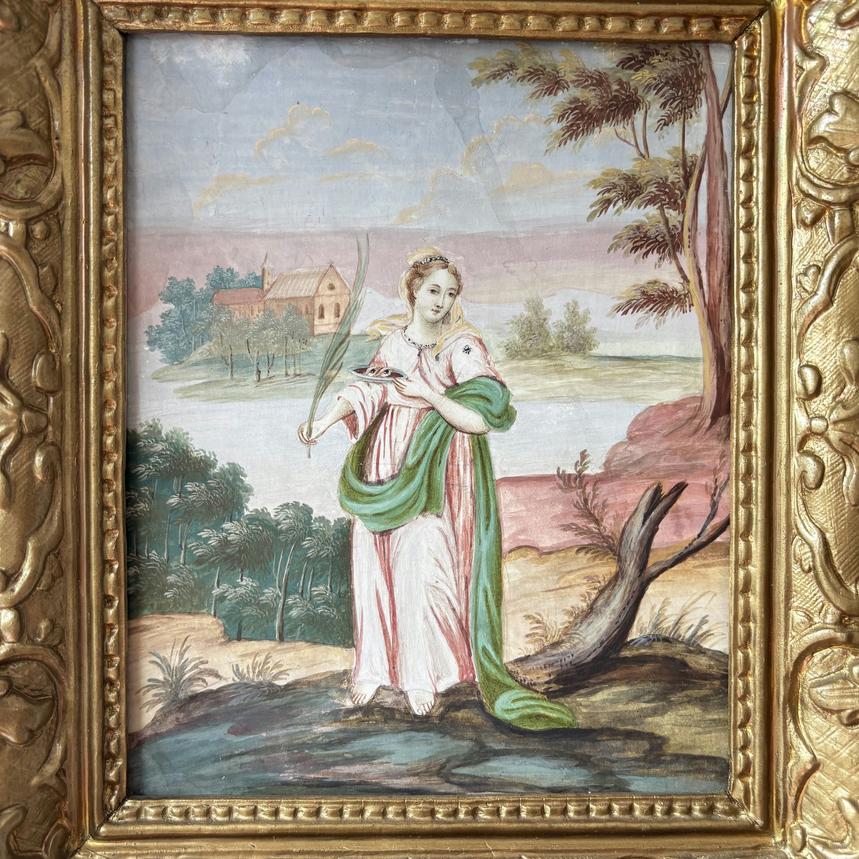 Antique Portrait Egg Tempera 