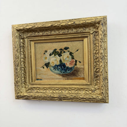 Authentic Floral Still Life Oil Painting "Gilded Frame" Small Artwork Holland Art Shop
