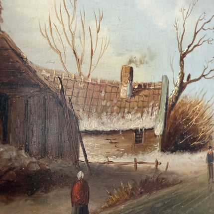 Detailed Winter Landscape Oil Painting "Gilded Frame" Refined Small Art Holland Art Shop