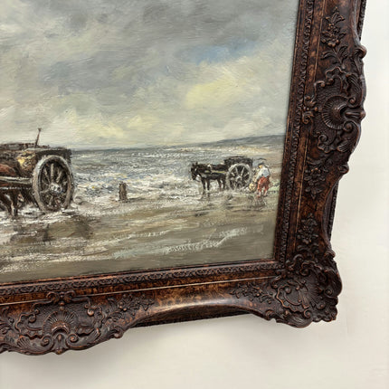 Original Seascape Oil Painting "Horse Cart" Expressive Large Art Holland Art Shop