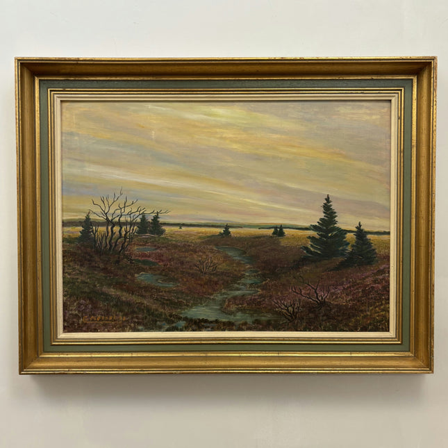 Vintage Landscape Oil Painting "Marsh Pines" Authentic Large Art Holland Art Shop