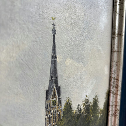 Handcrafted Cityscape Oil Painting "Town Bandstand" Authentic Small Artwork Holland Art Shop