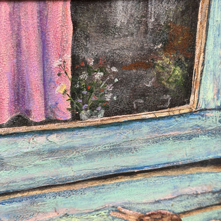 Detailed Animals Acrylic Paint "Blue Window" Handcrafted Artwork Holland Art Shop