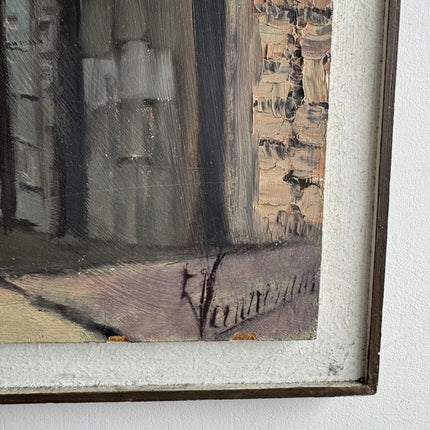 Rustic Cityscape Oil Painting "Narrow Street" Refined Artwork Holland Art Shop