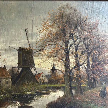 Refined Landscape Oil Painting "Windmill Tower" Detailed Artwork Holland Art Shop