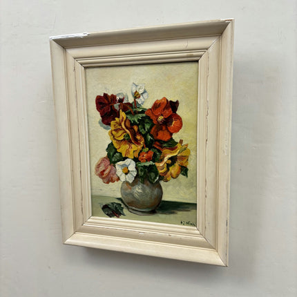 Traditional Flowery Still Life Oil Painting "Flower Vase" Vintage Small Art Holland Art Shop