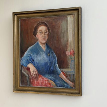 Original Portrait Oil Painting "Seated Woman" Rustic Art Holland Art Shop