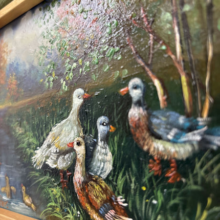 Elegant Animals Oil Painting "Pair Of Ducks" Detailed Small Artwork Holland Art Shop