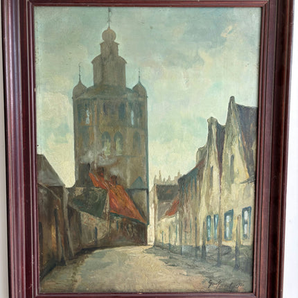 Classic Cityscape Oil Painting "Tall Tower" Refined Large Artwork Holland Art Shop