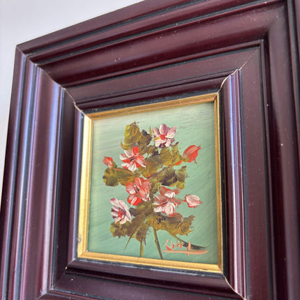 Original Floral Still Life Oil Painting "Dark Frame" Authentic Small Art Holland Art Shop