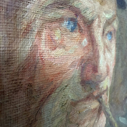 Elegant Portrait Oil Painting "Man Smoking" Vintage Small Art Holland Art Shop