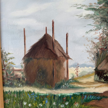 Handcrafted Oil Painting Landscape "Thatched Cottage" Traditional Medium Art