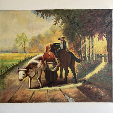 Expressive Figurative Oil Painting "Cow Handler" Handcrafted Artwork Holland Art Shop