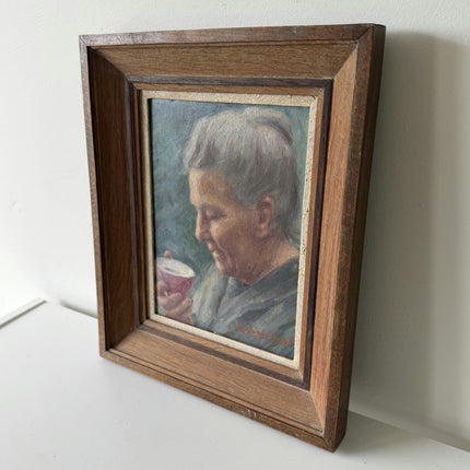 Rustic Portrait Oil Painting "Elderly Woman" Expressive Small Artwork Holland Art Shop