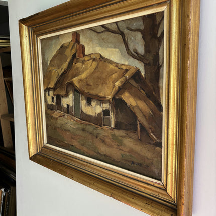 Classic Farm Oil Painting "Thatched Cottage" Original Art Holland Art Shop