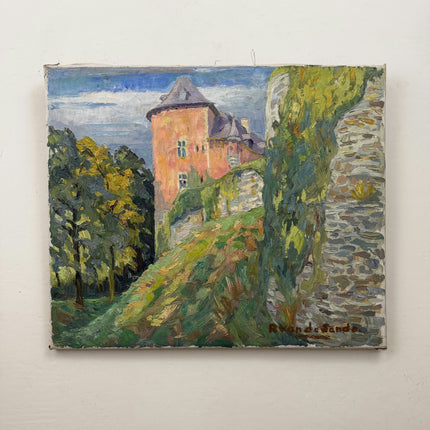 R Vandesande Traditional Landscape Oil Painting "Rose Tower" Belgian Art Holland Art Shop