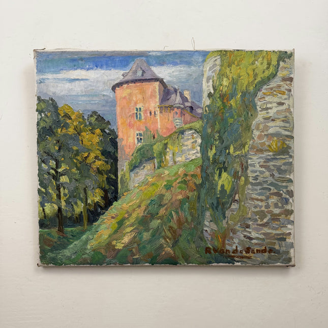 R Vandesande Traditional Landscape Oil Painting "Rose Tower" Belgian Art Holland Art Shop