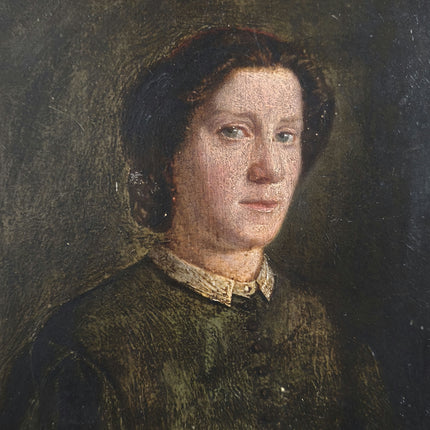 19th Century Antique Portrait Oil Painting "Woman Portrait" Small Artwork Holland Art Shop