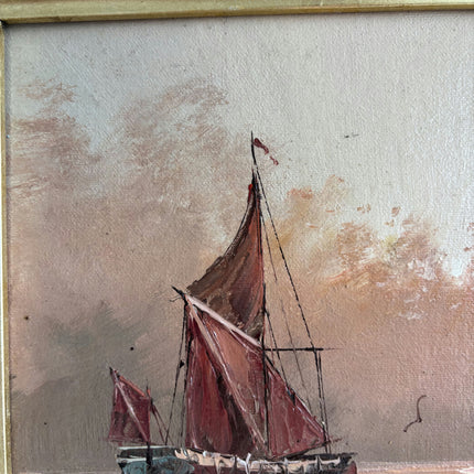 Expressive Seascape Oil Painting "Gilded Frame" Classic Small Artwork Holland Art Shop