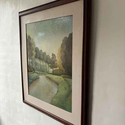 Original Landscape Oil Painting "Meandering River" Vintage Artwork Holland Art Shop