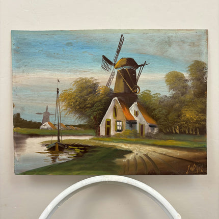 Elegant Landscape Oil Painting "Thatched Windmill" Traditional Art Holland Art Shop