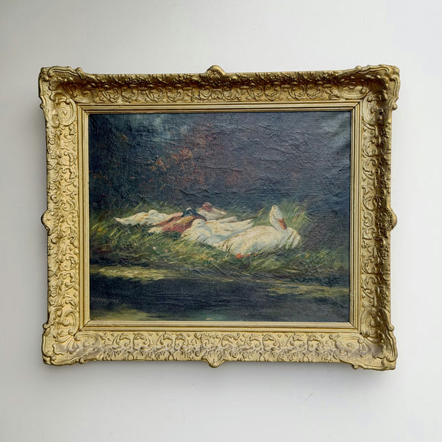 Barkhuijsen Original Animals Oil Painting "Golden Frame" Vintage Artwork Holland Art Shop