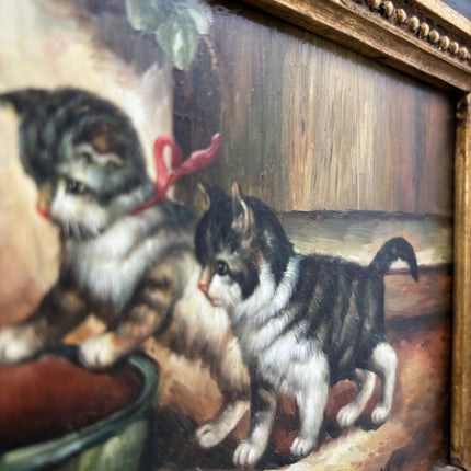 Expressive Animals Oil Painting "Playful Kittens" Classic Small Artwork Holland Art Shop
