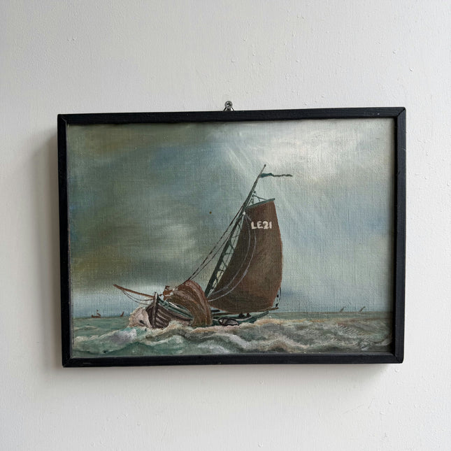 Expressive Seascape Oil Painting "Sailing Boat" Detailed Small Artwork Holland Art Shop