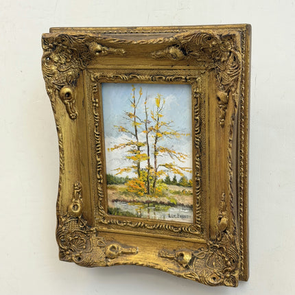Vintage Landscape Oil Painting "Golden Frame" Expressive Small Artwork Holland Art Shop
