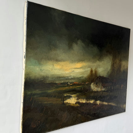 Classic Landscape Oil Painting "Rural House" Rustic Large Artwork Holland Art Shop
