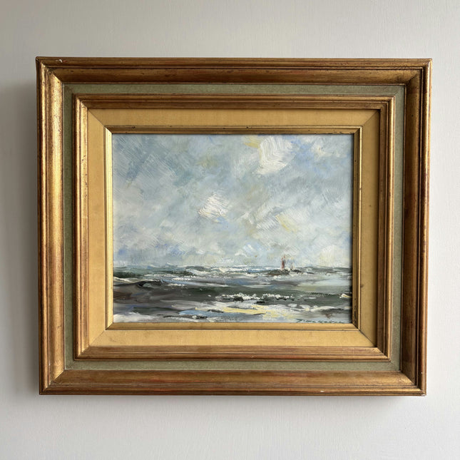 Vintage Seascape Oil Painting "Seaside Painting" Refined Artwork Holland Art Shop