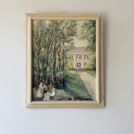 Original Landscape Oil Painting "Garden House" Classic Small Artwork Holland Art Shop