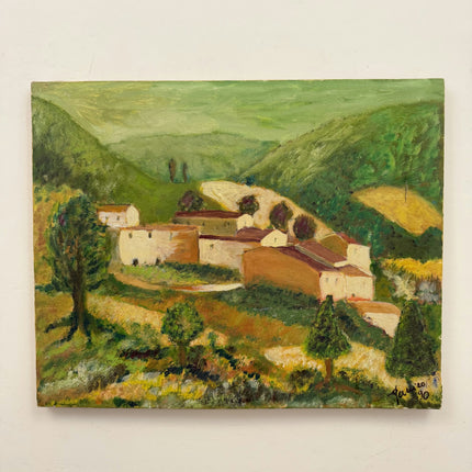 Elegant Landscape Oil Painting "Hillside Village" Traditional Art Holland Art Shop