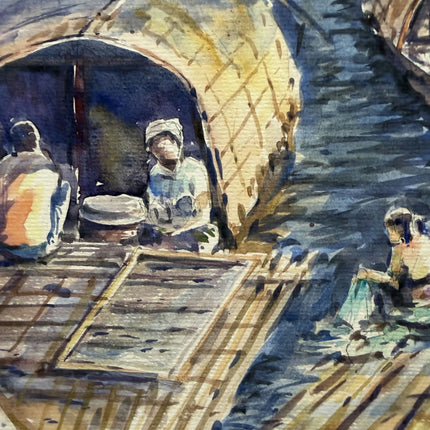 Handcrafted Harbor Scene Oil Painting "River Boats" Classic Art Holland Art Shop