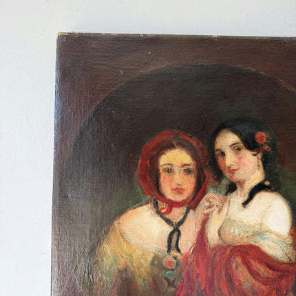 19th Century Oil Painting Portrait "Two Women" Medium Artwork Holland Art Shop