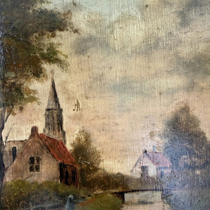 Rustic Landscape Oil Painting "Framed Painting" Vintage Small Artwork Holland Art Shop