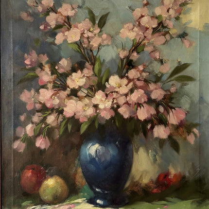 Handcrafted Floral Still Life Oil Painting "Blue Vase" Classic Artwork Holland Art Shop