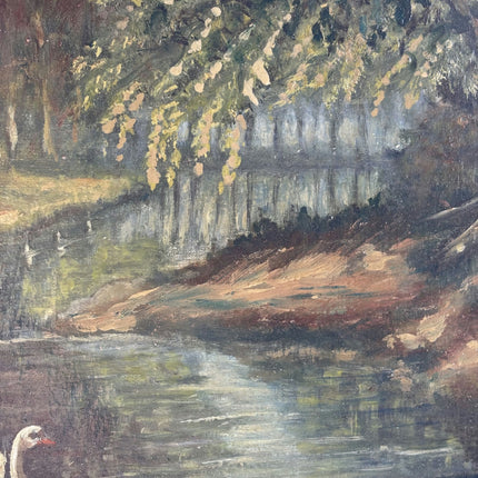 Authentic Landscape Oil Painting "Three Swans" Original Artwork Holland Art Shop
