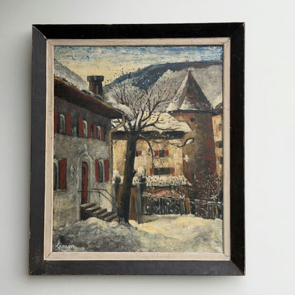 Rustic Landscape Oil Painting "Snowy House" Detailed Large Art Holland Art Shop