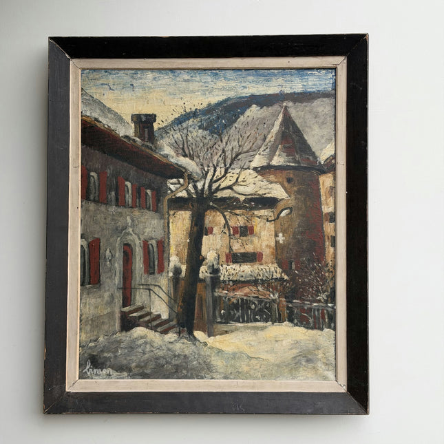 Rustic Landscape Oil Painting "Snowy House" Detailed Large Art Holland Art Shop