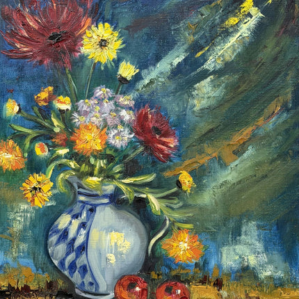 Handcrafted Still Life Oil Painting "Flower Vase" Original Art Holland Art Shop