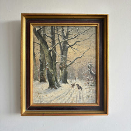 1900 Antique Winter Landscape Oil Painting "Framed Painting" Eugen Fernholz Holland Art Shop