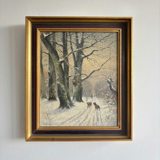 1900 Antique Winter Landscape Oil Painting "Framed Painting" Eugen Fernholz Holland Art Shop