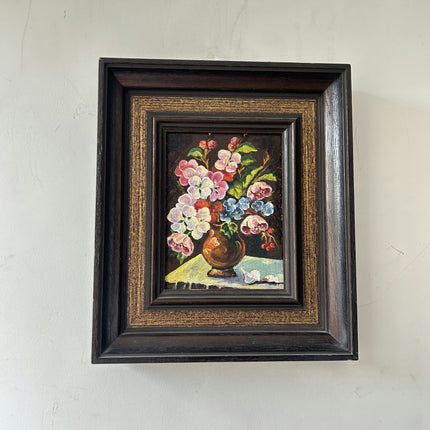Vintage Flowery Still Life Oil Painting "Flower Vase" Expressive Small Artwork Holland Art Shop