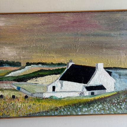 Refined Seascape Oil Painting "White Cottage" Classic Artwork Holland Art Shop