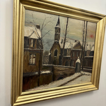 Detailed Winter Landscape Oil Painting "Snowy Church" Expressive Art Holland Art Shop